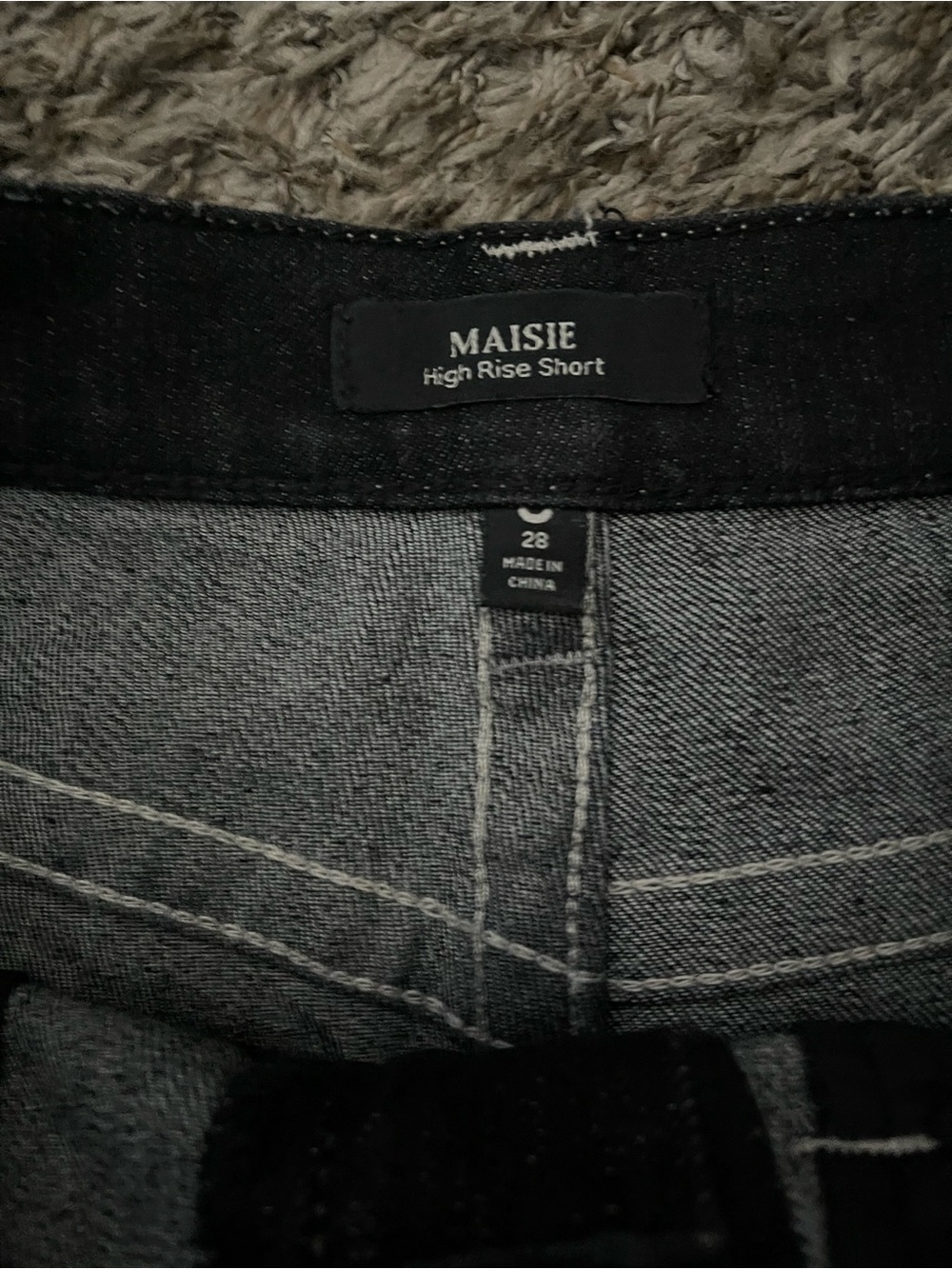 True Religion Black Denim Raw Hem Back-Pocket Shorts - Picture 3 of 6